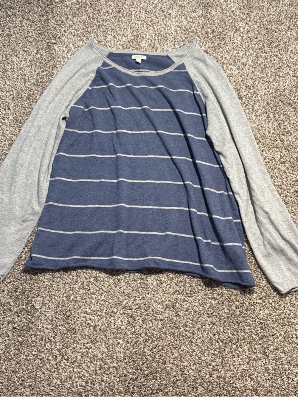 Sonoma Blue and Light Gray Striped Sweater